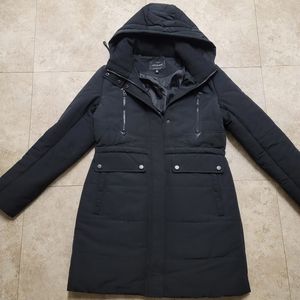 Lucky Brand Women Hooded Parka Jacket Coat Black Size Medium
